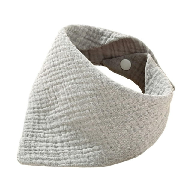 Babero para bebé, transpirable, triangular, absorbente, ajustable, con broches de tela Gris claro
