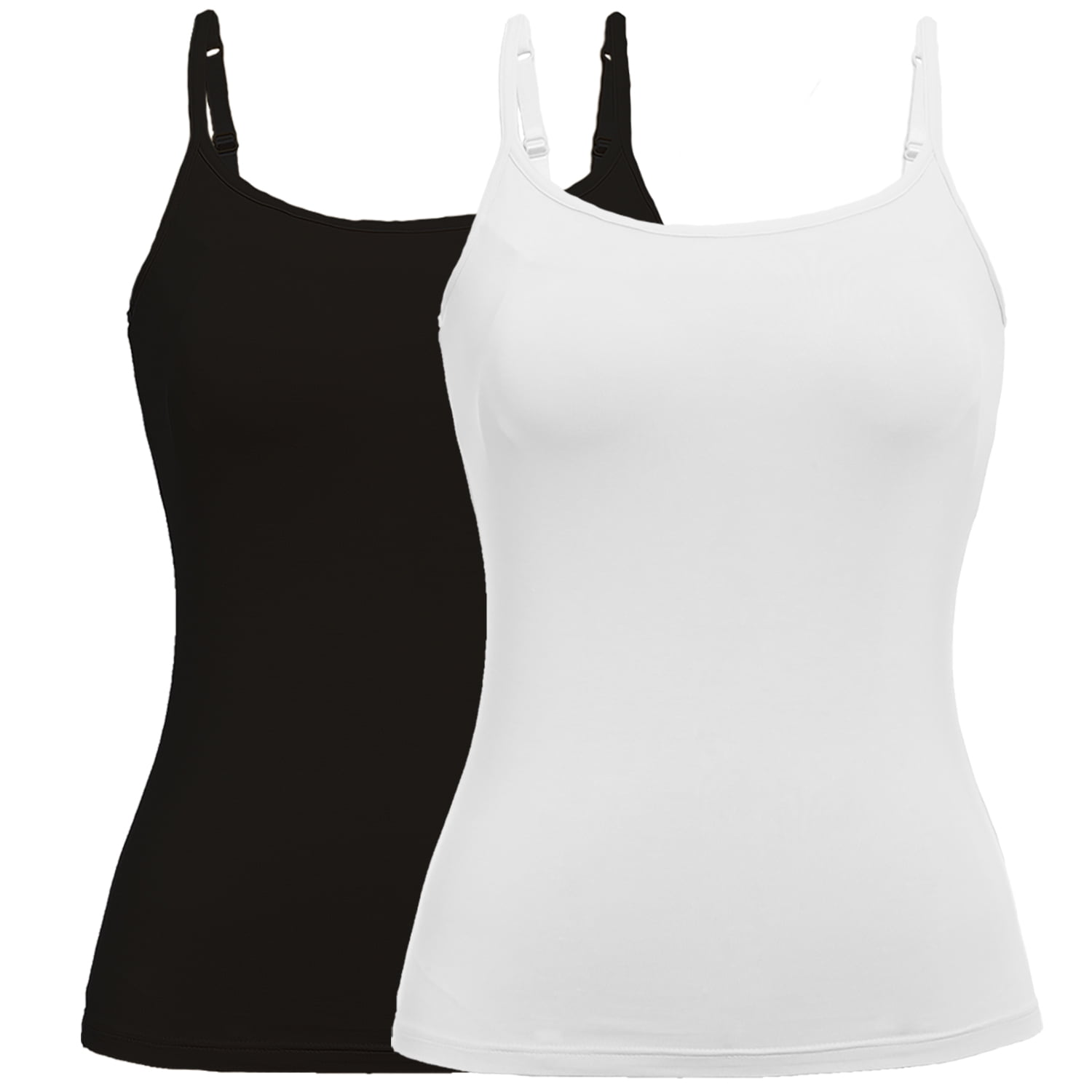 MANIFIQUE 2 Packs Womens Modal Built-in Bra Padded Camisole