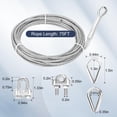 thumbnail image 2 of Cable de acero inoxidable grueso de 1/4, cuerda de alambre de 75 pies, cable de avión de 7 x 19 hilos, tirolesa de resistencia a la rotura de 6400 libras con abrazadera de clip para cable de alambre M, 2 of 5