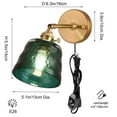 thumbnail image 2 of FSLiving No Drilling Adjustable IR Senor Wall Sconces with UL Plug-in Dimmer Cord Bedside Reading Light E26 Bronze Base with Rotate Switch Green Glass Wall lamp Fixture for Hallway Kitchen Island, 2 of 9