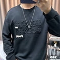 thumbnail image 5 of Sudadera con capucha de cuello redondo blanca para hombre, sudadera ajustada sin capucha para hombre, jersey de cuello redondo, novedad y top de lujo de Overfit, 5 of 5