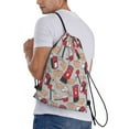 thumbnail image 3 of Drawstring Backpack - Stamp mailbox Pattern Splash Proof Small Drawstring Gym Bag for Women Men, Cinch Sports String Bag Backpack for Travel Swimming Beach, 3 of 8