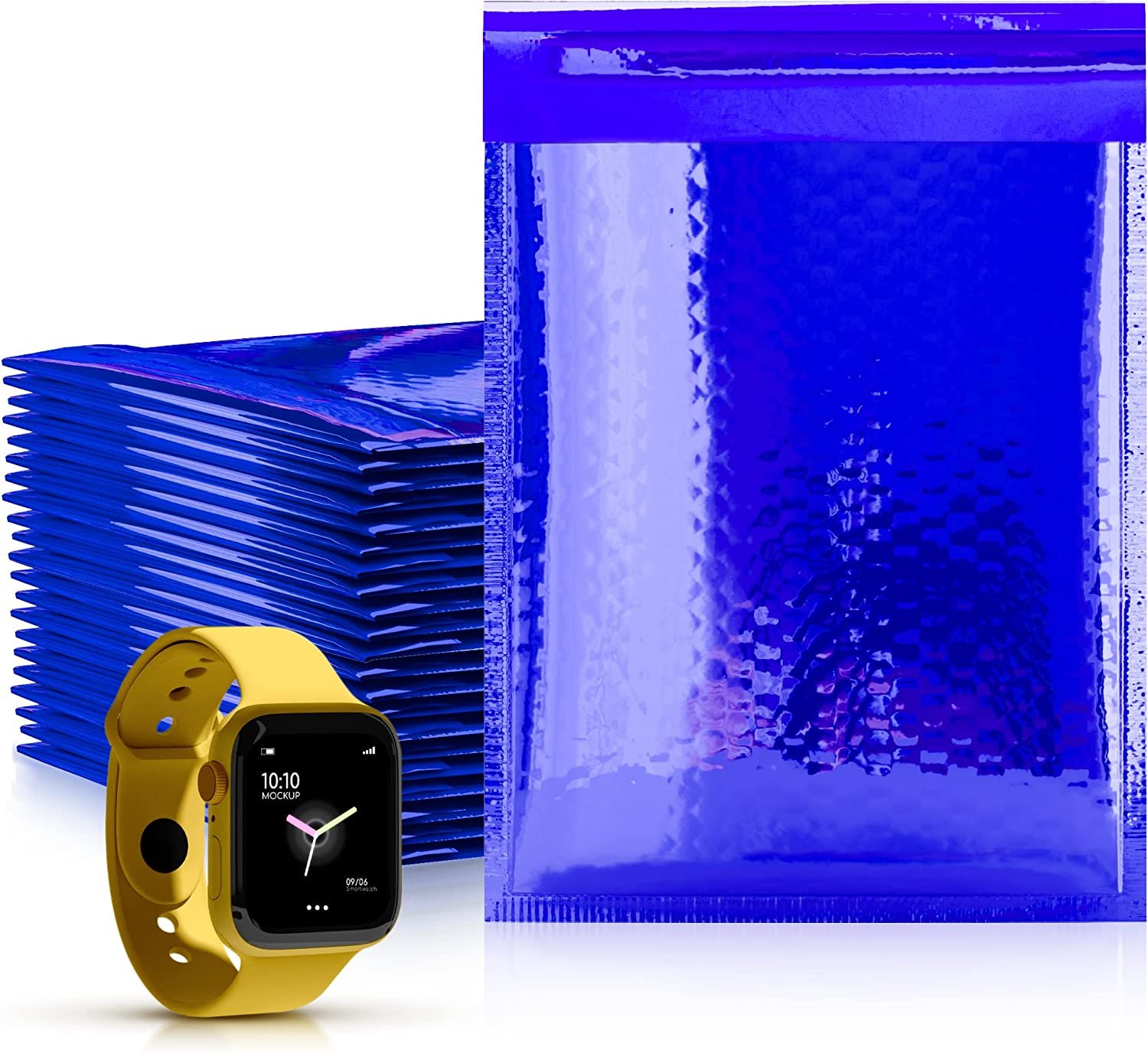 AMIFF Blue Metallic Bubble Mailers 8.5 x 11 inch. Pack of 25 Glossy Bubble Mailers Metallic