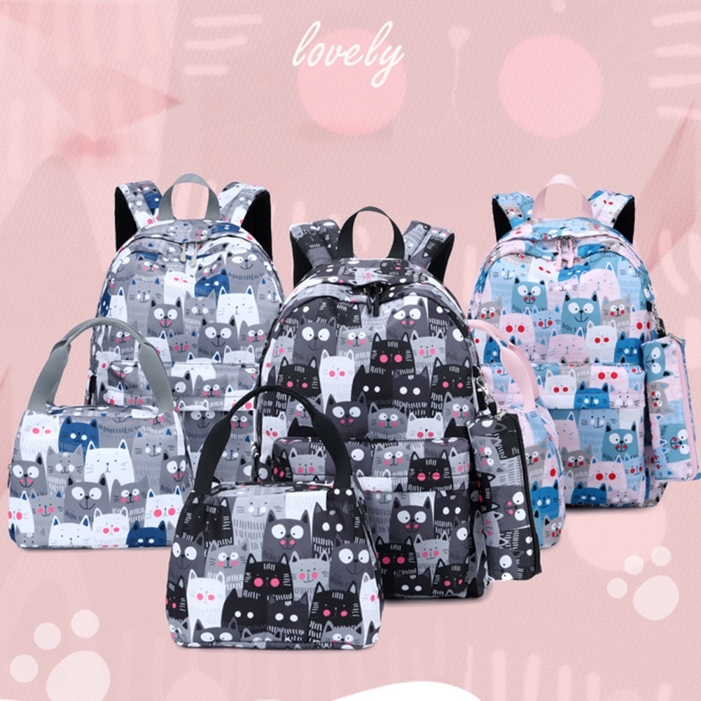 Lowestbest USB Backpack Set, Teen Girls School Backpack Kids Bookbag Set with Lunch Box Pencil Case, Black Lowestbest USB Backpack Set, Teen Girls School Backpack Kids Bookbag Set with Lunch Box Pencil Case, Black