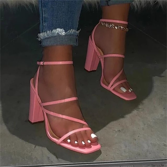 Sandalias rosadas de verano, cómodas y versátiles, con punta abierta, sandalias de tacón alto, informales, para exteriores, Color sólido, zapatos de talla grande, sandalias Wmkox8yii hfjk445