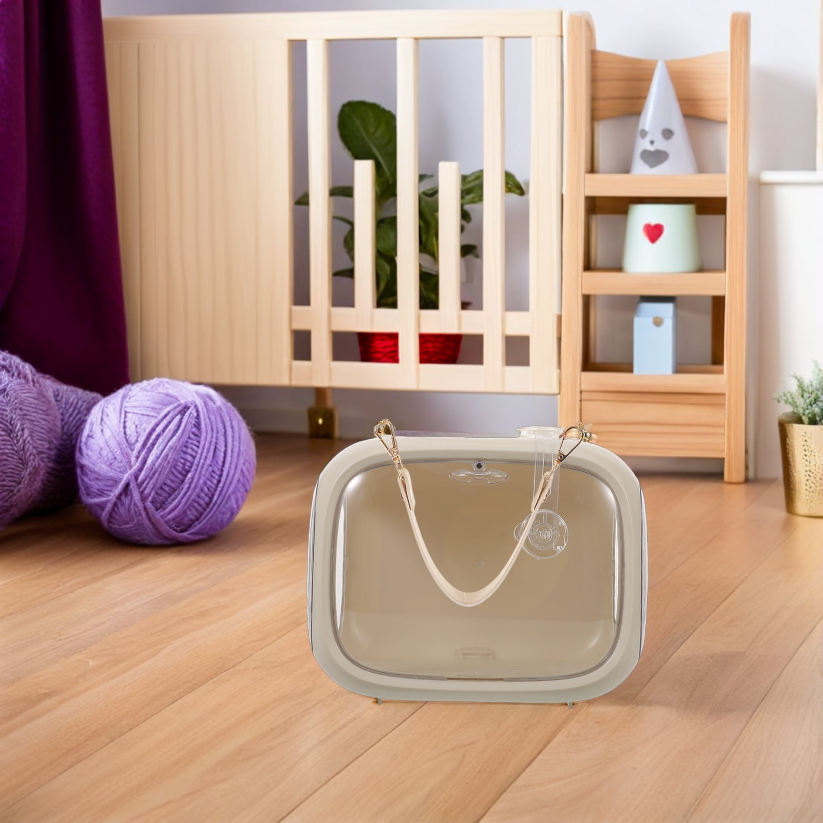 LITINKIMI Beige Portable Bird Travel Carrier Cage for Small Parrots with Enhanced Ventilation