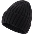 thumbnail image 1 of Womens Knit Cuffed Beanie Hat Stretch Ribbed Acylic Winter Ski Cap, Black, One Size, 1 of 7