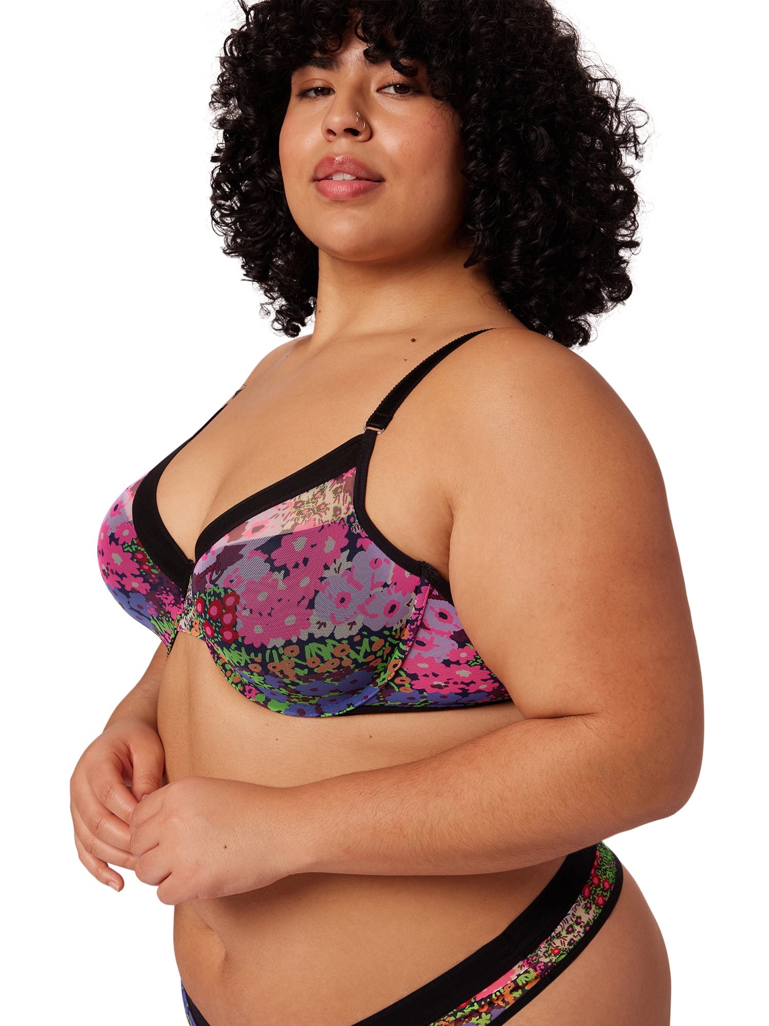 Parade Mesh Floral Print Underwire Demi Bra, Sizes XS to 3XL
