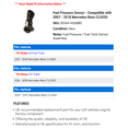 thumbnail image 2 of Fuel Pressure Sensor - Compatible with 2007 - 2018 Mercedes-Benz CLS550 2008 2009 2010 2011 2012 2013 2014 2015 2016 2017, 2 of 2