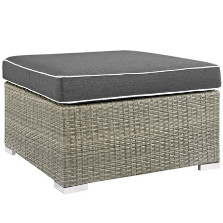Modern Rattan Furniture Designs Modern Contemporary Urban Design Outdoor Patio Balcony Garden Furniture Lounge Chair Ottoman, Sunbrella Rattan Wicker, Dark Grey Gray ()