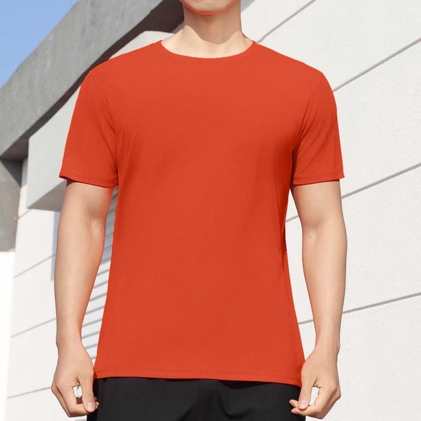 Tops para hombre, blusas y camisas de manga corta con cuello redondo para hombre, blusas casuales elásticas deportivas de color liso para hombre, blusas de manga corta con cuello redondo para hombre,