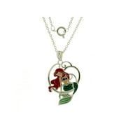 Disney Ariel Little Mermaid Crystal Pendant. GIFT BOX. Silver plated