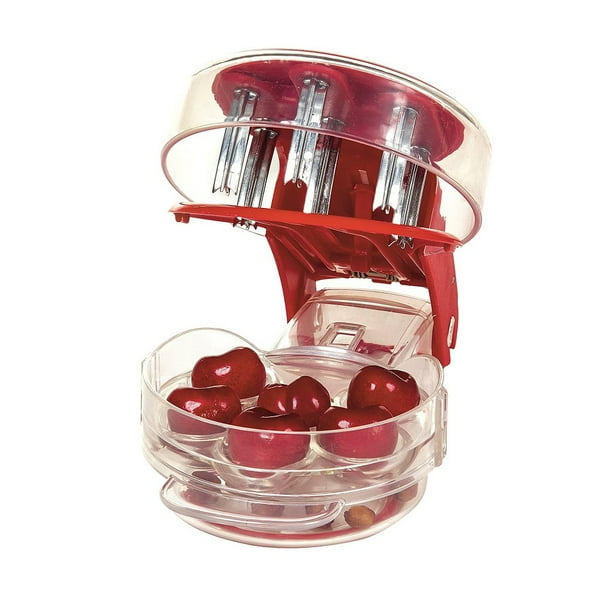 Brrnoo Cherry Pitter Multiple Cherry Seed Extractor Remover Machine With Pits And Juice Container 6 Cherries Red Walmart Com Walmart Com