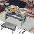 thumbnail image 1 of Parrilla portátil de carbón - Parrilla plegable para barbacoa para acampada y viajes, acero inoxidable 430, parrilla ligera de mesa con atrapacenas, 16,85" x 7,08", 1 of 6