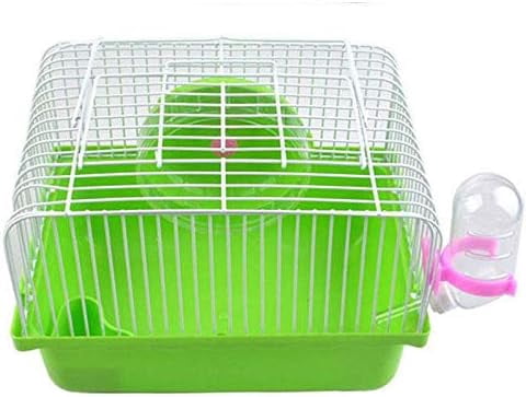 Small Pet Hamster Cage with Running Wheel Water Bottle Food Basin Portable Carrier House Mice Home Habitat for Going Out, Traveling (Green)