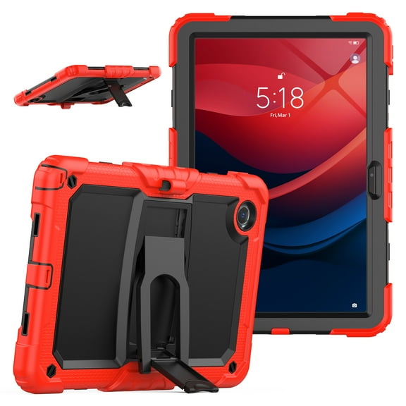 ELEHOLD Full Body Protection Case for Lenovo Tab M11 11inch TB330FU TB330XU,Heavy Duty 3-Layer Case with Screen Protector Shockproof Kickstand Cover with Shoulder Strap for Lenovo Tab M11 2024,Red