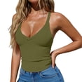thumbnail image 2 of Endives Womens Tank Tops Ribbed Workout Tank Top With Built in Bra Tight Racerback Neck Athletic Sport Tank Top Green, 2 of 4