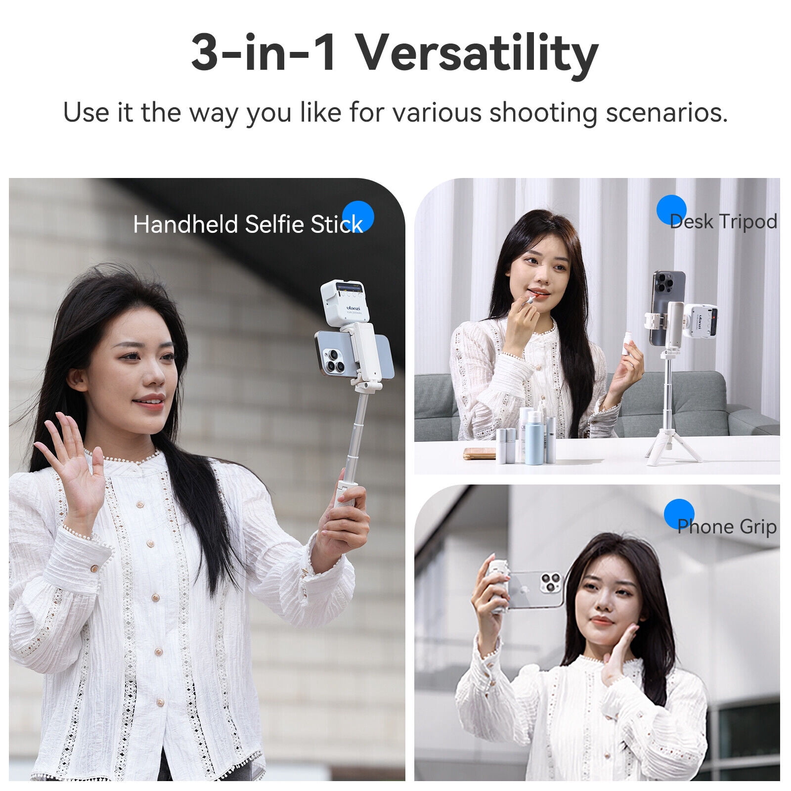 Ulanzi JJ02 Extendable Grip Phone Tripod with Remote Selfie Stick - The Ultimate 3-in-1 Smartphone Accessory