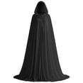 thumbnail image 5 of DuoJiaJ Adults Hooded Silk Cape, Tie Front Cloak Black Sizes One Size, 5 of 5
