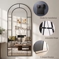 thumbnail image 6 of Antok 71"x 32" Arched Full Length Windowpane Mirror Metal Framed Wall Decor Floor Mirror, Black, 6 of 8