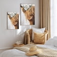 thumbnail image 2 of WFSposter Highland Cow Canvas Wall Art: Cow with White Flower Picture Farmhouse Cow Decor Framed Poster for Bedroom Living Room Home Office 11x14", 2 of 7