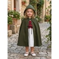 thumbnail image 5 of RUINIXCW Toddler Baby Girl Renaissance Outfit Costume Kids Halloween Medieval Costume Little Girls Vintage Medieval Retro Long Sleeve Lace Trim Dress with Vest Hooded Cloak Set, 5 of 9