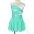 thumbnail image 3 of TSSOE Girls Mesh Splice Roller Figure Ice Skating Dress Ballet Tutu Leotard Dress Competition Dance Costume Light Green 16, 3 of 6