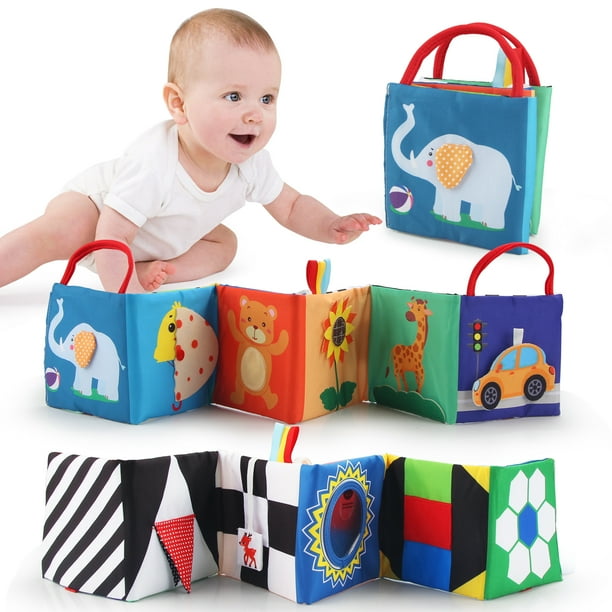 Soft Baby Book Infant Tummy Time Toys Cloth Book Folding Crinkle Touch