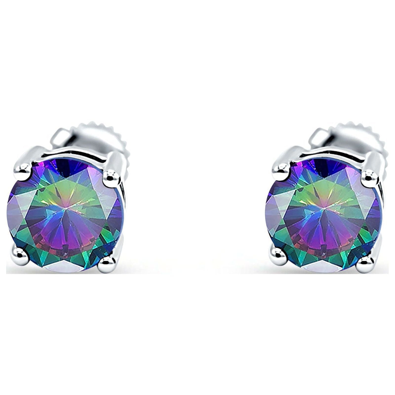 3mm Solitaire Screw Back Stud Earring Round Simulated CZ Solid 925 Sterling Silver