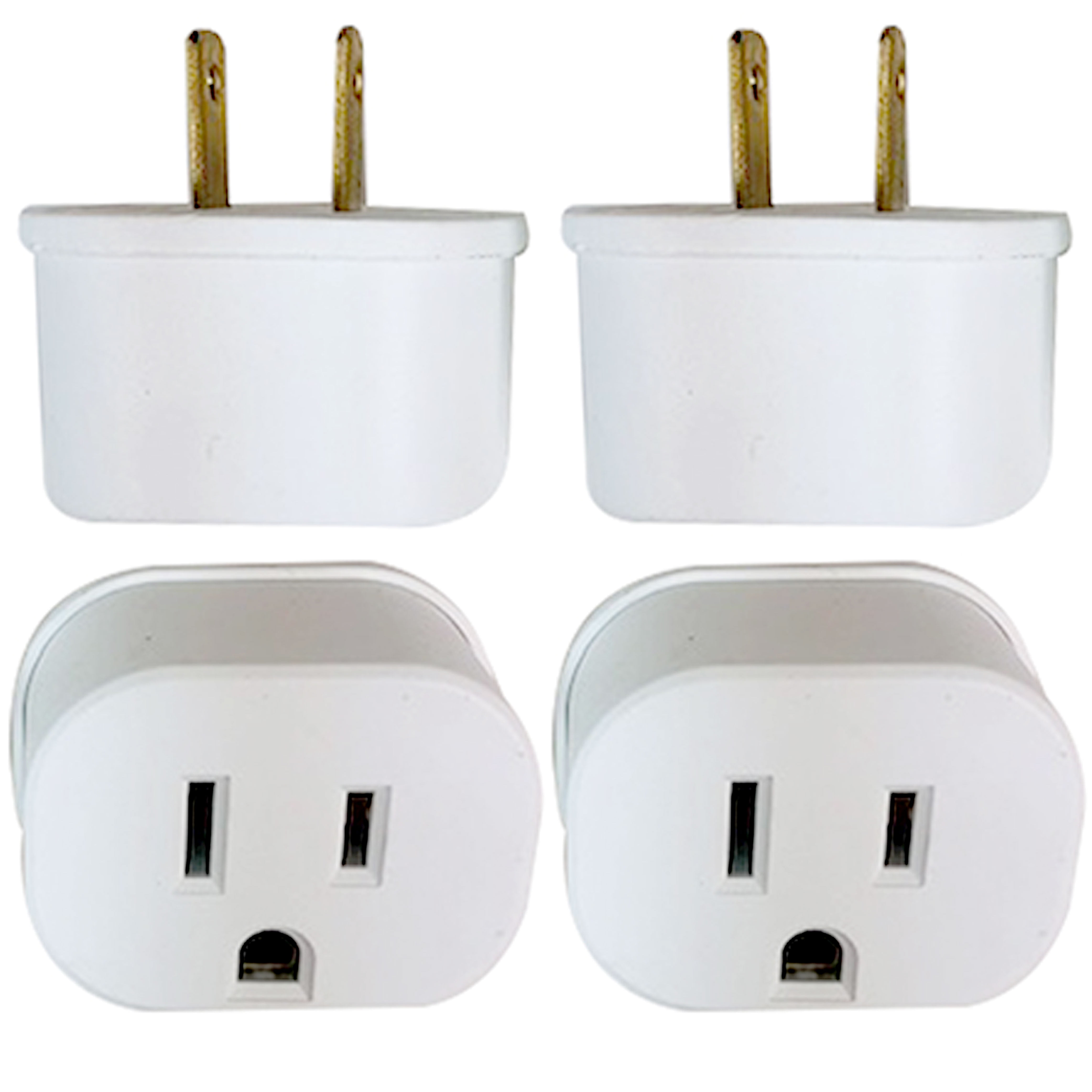 4 Pcs 2 Prong to 3 Prong Outlet Electrical Ground AC Adapter Grounding