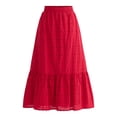 thumbnail image 5 of Time and Tru Woman's Cotton Eyelet Tiered Midi Skirt with Elastic Waistband, Sizes XS-XXXL, 5 of 5