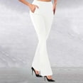 thumbnail image 2 of Lixiuxyad Stretchy Work Dress Pants High Waist Flared Pants For Women Solid Color Slim Fit Casual Sports Trousers White, 2 of 5