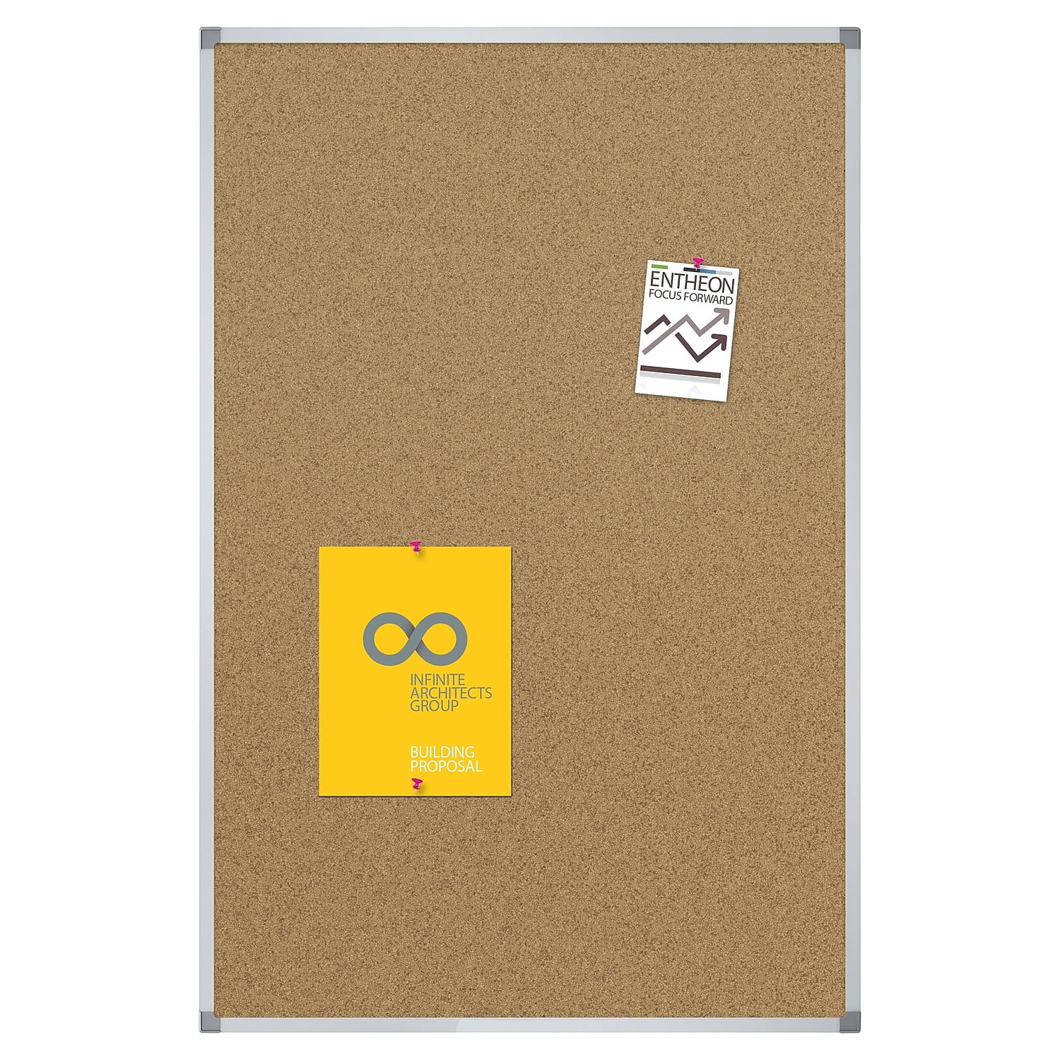 Quartet Basic Cork Bulletin Board 4 x 3 Aluminum Frame - Cork Boards