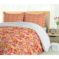 thumbnail image 5 of Ambesonne Floral Duvet Cover Sets, Graphical Petals and Leaves, 2-Queen, Yellow Vermilion, 5 of 7