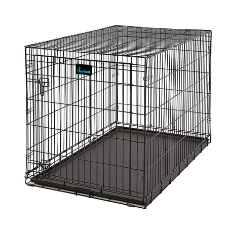Solid-Steel Dog Crate| Heavy Duty  Foldable  Easy to Assemble  Floor Protection Roller Feet. - Single Door - 30-inch w/ Divider