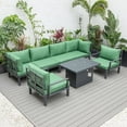 thumbnail image 5 of LeisureMod Hamilton 7-Peice Patio Conversation Set with Firepit Table in Green, 5 of 22