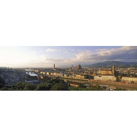 Panoramic overview of Florence from Piazzale Michelangelo Tuscany Italy Canvas Art - Panoramic Images (18 x