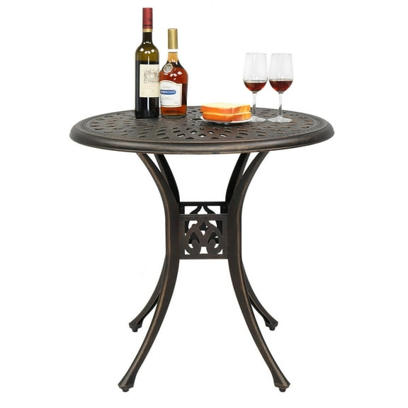 SalonMore Patio Bistro Dining Table with Umbrella Hole, Bronze