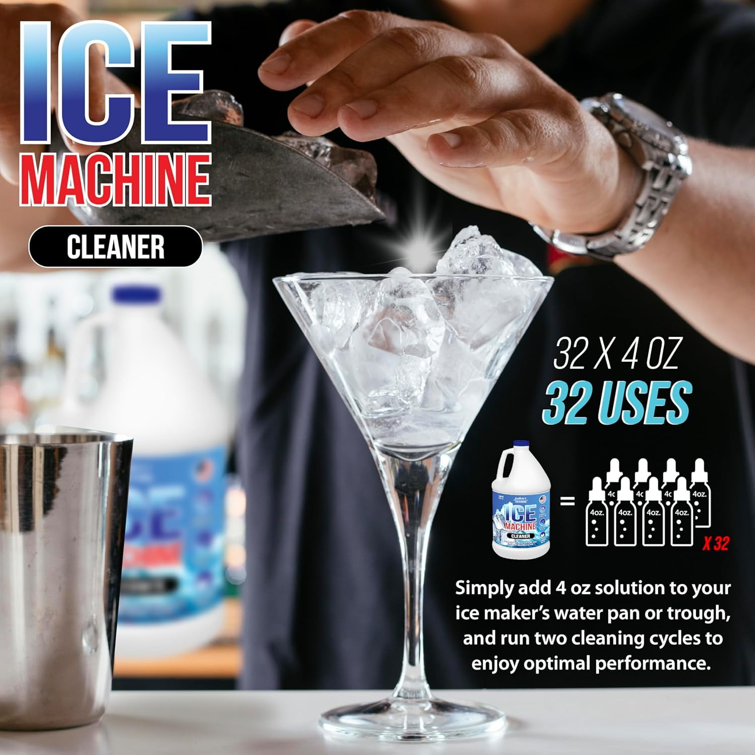 Nature's Freedom Ice Machine Cleaner, 1 Gallon, Nickel-Safe Descaler for Commercial and Residential Ice Makers, 32 Uses