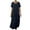 Blue, variant on VEKDONE Women Linen Dresses Casual Short Sleeve Crew Neck Solid Color Maxi Dress Summer Loose Fit Flowy Beach Dress Fashion Housewear Dresses Red M