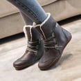 thumbnail image 4 of Zapatos de mujer Punta redonda Tacones bajos Cómodos Cálidos Casuales Gruesos Fleece Cordones Botines de nieve, 4 of 4