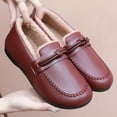thumbnail image 4 of Women's Faux Furry Lined Loafers Winter Warm Non Slip Soft Leather Dress Shoes Fashion Versatile Slip On Short Boots Red Size 6.5, 4 of 8