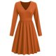 thumbnail image 3 of Vestido de manga larga,Vestido de cintura alta V Color puro Vestido de manga larga Vestido de cintura alta Construcción robusta, 3 of 5