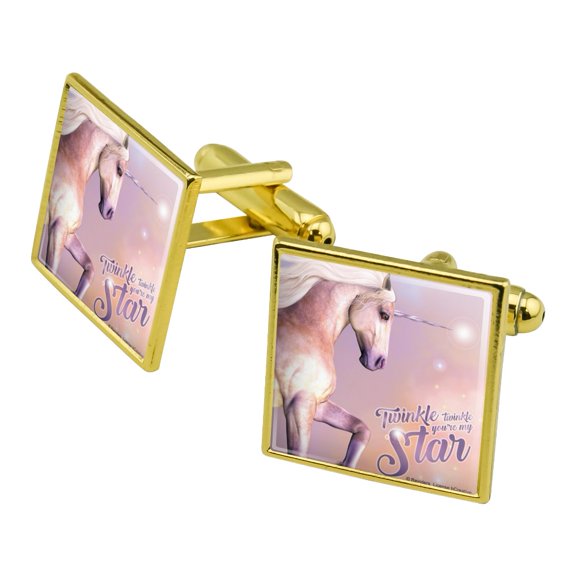 Twinkle Twinkle You're My Star Magical Unicorn Square Cufflink Set - Silver or Gold