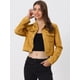 thumbnail image 2 of Chaqueta de motociclista recortada de gamuza sintética con muescas en el cuello, bolsillos, chaquetas de motociclista con botones Amarillo L, 2 of 6