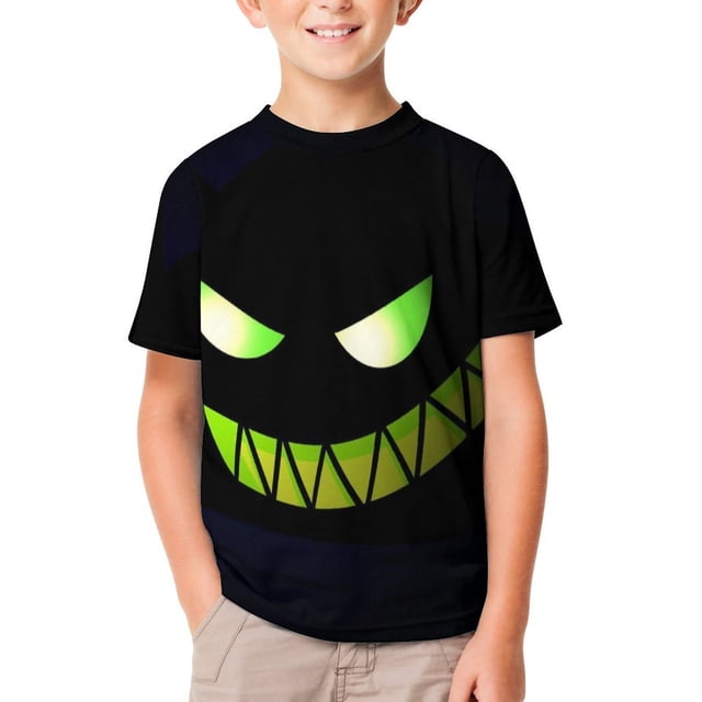 T-Shirt pour Enfants Geometry Dash Imprimé Confortable T-Shirt Graphique Décontracté pour Usage Quotidien 160 cm