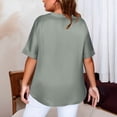 thumbnail image 4 of Aueoeo Women's Plus Size V-Neck Short Sleeve Satin Tops – Casual Solid Color Shirts for Springtime Summer and Fall (L–5Xl),Gray,XXL, 4 of 5
