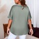 thumbnail image 2 of Mujeres Más Tamaño Manga Corta Tops Color Sólido Cuello Redondo Casual Camiseta Suave Transpirable, Mujeres Más Tamaño de Verano Tops, 2 of 5