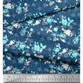 thumbnail image 3 of Soimoi Blue Poly Georgette Fabric Monstera Leaves & Floral Print Sewing Fabric BTY 52 Inch Wide, 3 of 3