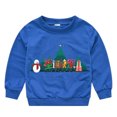 thumbnail image 2 of Little Girls' Shirts Long Sleeve Top Cute Santa Print Pullover Sweatshirt for Kids Tee Top Size 5-6 ,Blue, 2 of 3